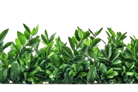Green leaves isolated on white background with copy space for your text.の素材