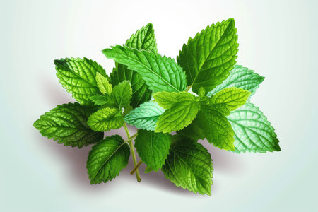 Mint leaves isolated on white background. Mint leaves top view.の素材
