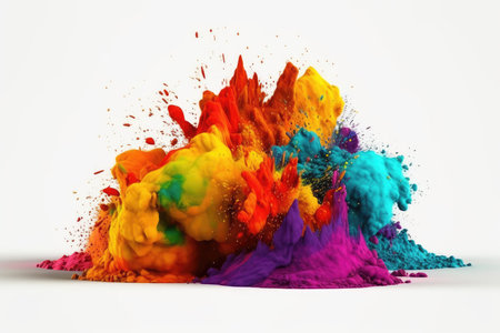 Colorful paint splashes isolated on white background. 3d renderingの素材