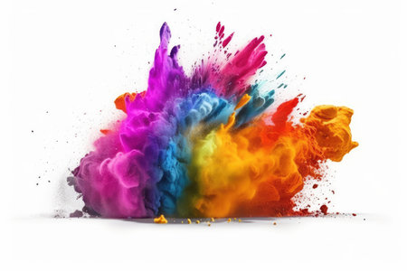 Colorful paint explosion isolated on white background. 3d rendering.の素材