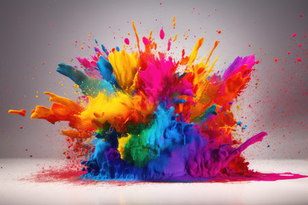 Colorful paint splashes isolated on white background. 3d renderingの素材