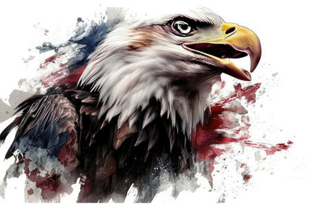 Bald Eagle on grunge background. Digital painting. Vector illustration.の素材