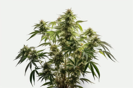 Cannabis plant isolated on white background. Medicinal indica with CBD.の素材