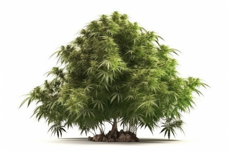 Cannabis plant isolated on white background. 3D illustration.の素材