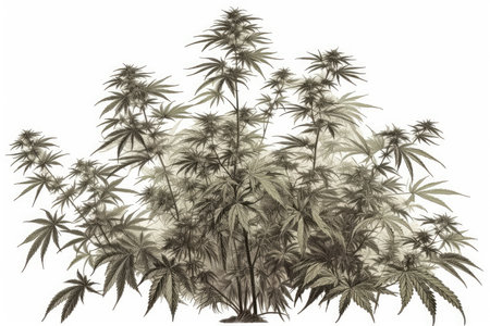 Cannabis plant isolated on white background. Computer generated 3D photo rendering.の素材