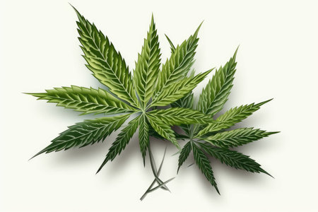 Cannabis leaf on white background. Realistic vector illustration.の素材