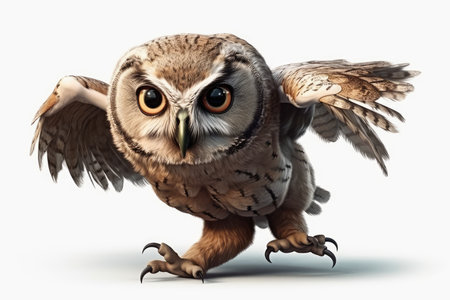 Owl isolated on a white background. 3d render illustration.の素材
