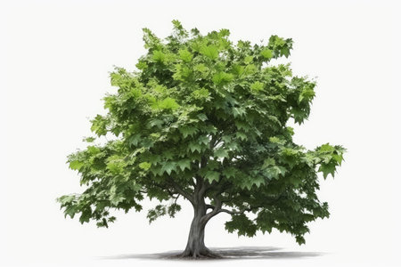 Tree isolated on white background. 3D illustration, 3D rendering.の素材