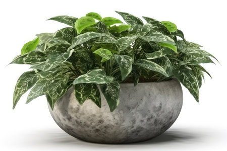 Houseplant in pot isolated on white background. 3D illustration.の素材