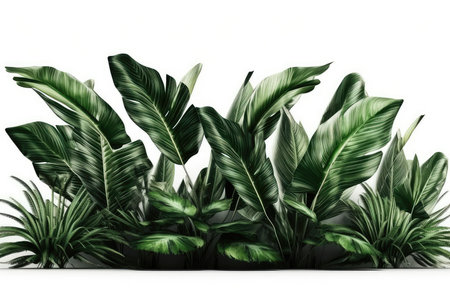 Tropical leaves isolated on white background. 3D illustration.の素材