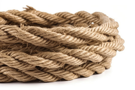 rope isolated on white background closeup. rope on a white backgroundの素材