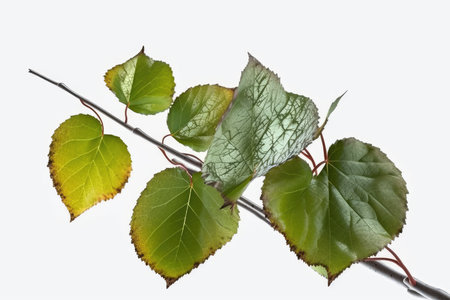 Leaves of aspen isolated on white background. Studio shot.の素材