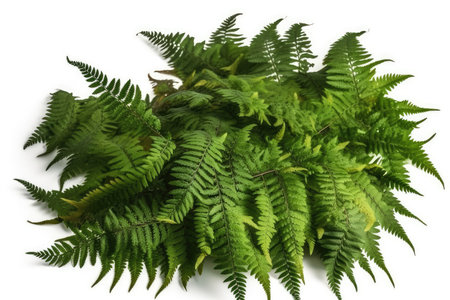 Bouquet of ferns, isolated on white background.の素材