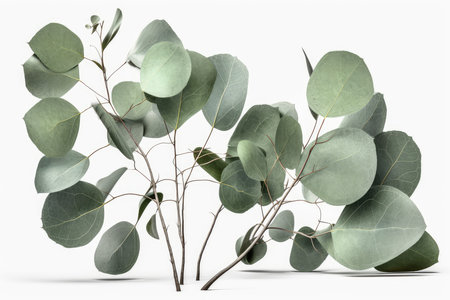 Eucalyptus branches isolated on white background. 3D illustration.の素材