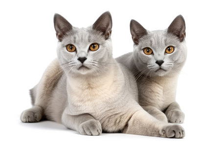 Two cats looking at the camera, isolated on a white background.の素材