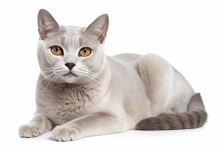 british shorthair cat in front of white backgroungの素材