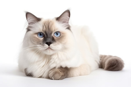 Ragdoll cat with blue eyes isolated on white background.の素材