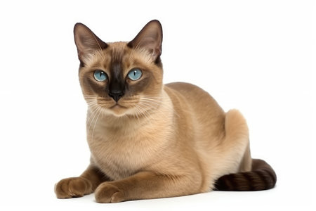 Siamese cat with blue eyes isolated on a white background.の素材