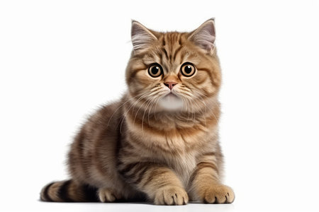 Cute scottish fold cat, isolated on white background.の素材