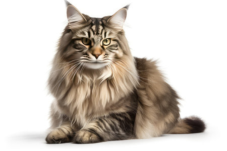 Siberian cat in front of a white background. Isolatedの素材