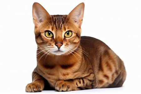 Beautiful Abyssinian cat isolated on white background. Studio shot.の素材