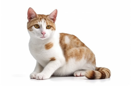 Tricolor cat isolated on a white background. Studio shot.の素材