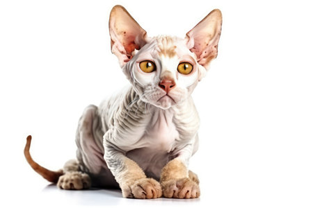 Sphynx cat with orange eyes isolated on white background.の素材