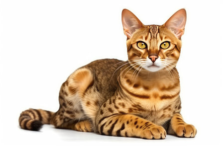 Bengal cat isolated on white background. 3D illustration.の素材