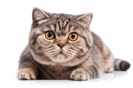 portrait of a scottish fold cat  isolated on white backgroundの素材
