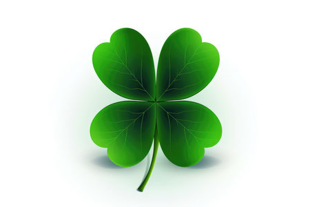 Green clover leaf isolated on white background. St. Patrick's Day vector illustration.の素材