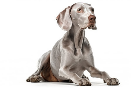 Weimaraner dog isolated on white background. Studio shot.の素材