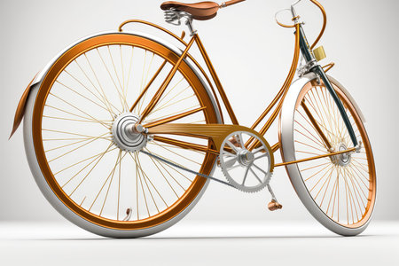 3d rendering of a vintage bicycle on a white background with shadowの素材