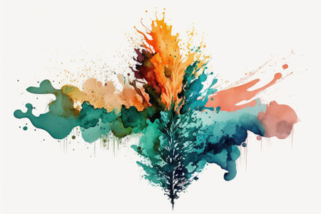 Abstract watercolor paint splashes on white background. Vector illustration.の素材