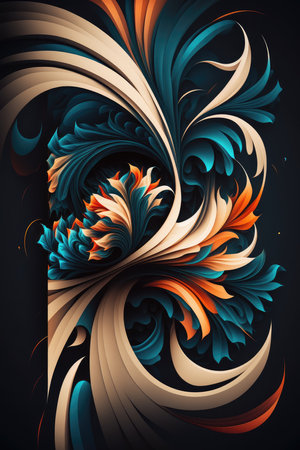 Abstract fractal swirl background, computer-generated 3D illustration.の素材
