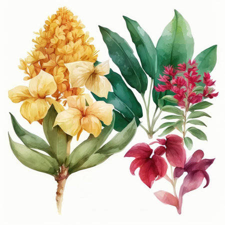 Watercolor illustration of hyacinths. Isolated on white background.の素材