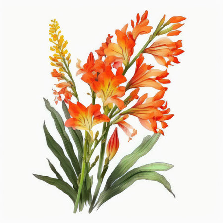 Alstroemeria flowers isolated on white background. Watercolor illustrationの素材