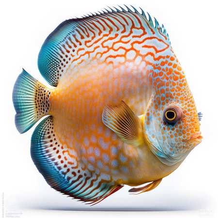 Discus fish isolated on the white background. 3d rendering.の素材