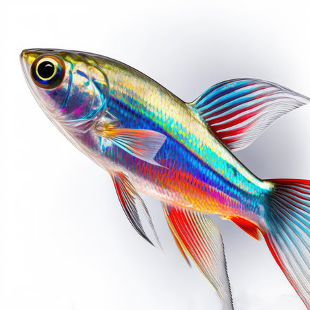 Colorful fish on a white background. 3d rendering, 3d illustration.の素材