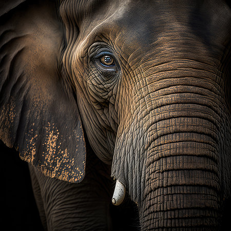 African elephant close-up portrait with big eyes. Animal in nature.の素材
