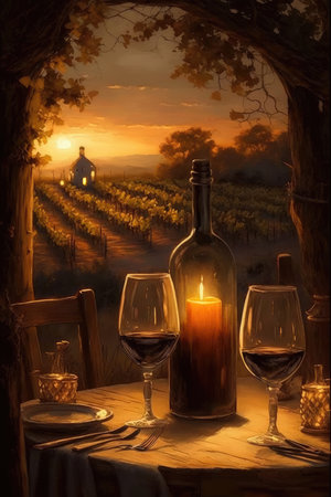 Wine tasting in a vineyard in Tuscany, Italyの素材