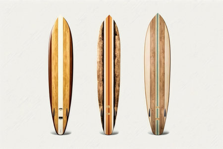Set of surfboards isolated on white background. 3d illustration.の素材