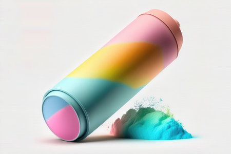 3d render of a paint tube with multicolored powder.の素材