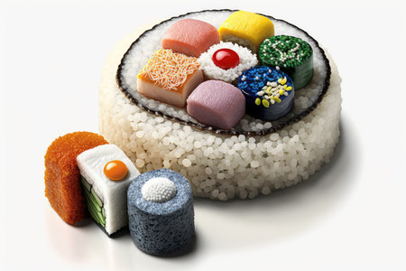 Sushi on a white background. 3D illustration. Series.の素材