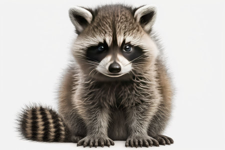 Portrait of a raccoon on a white background. Isolated.の素材