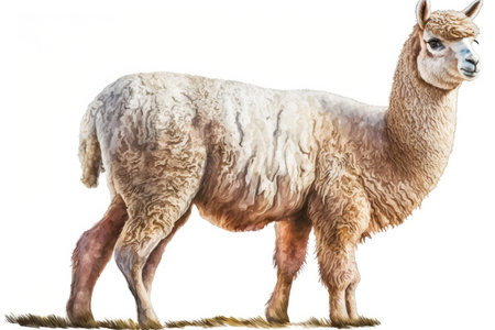 Alpaca isolated on white background. Realistic llama.の素材