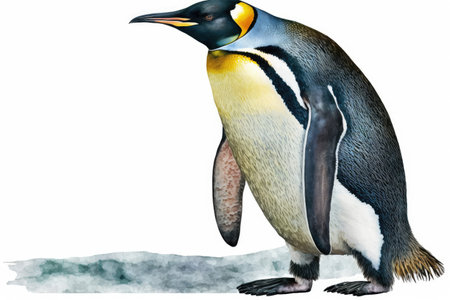 King penguin isolated on a white background. Watercolor illustration.の素材