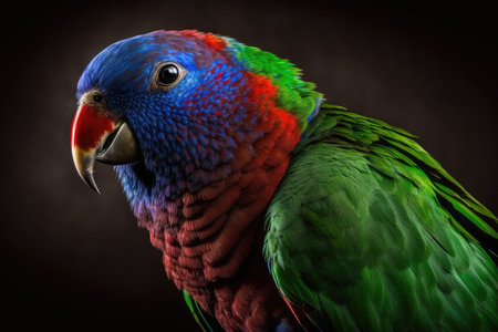 Colorful parrot on a dark background. Close-up.の素材