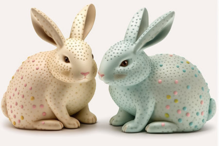 Easter bunnies. Isolated on a white background.の素材