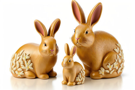 Easter bunnies with sunflower seeds on a white backgroundの素材