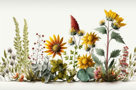Flowers bouquet on white background. 3d render illustration.の素材